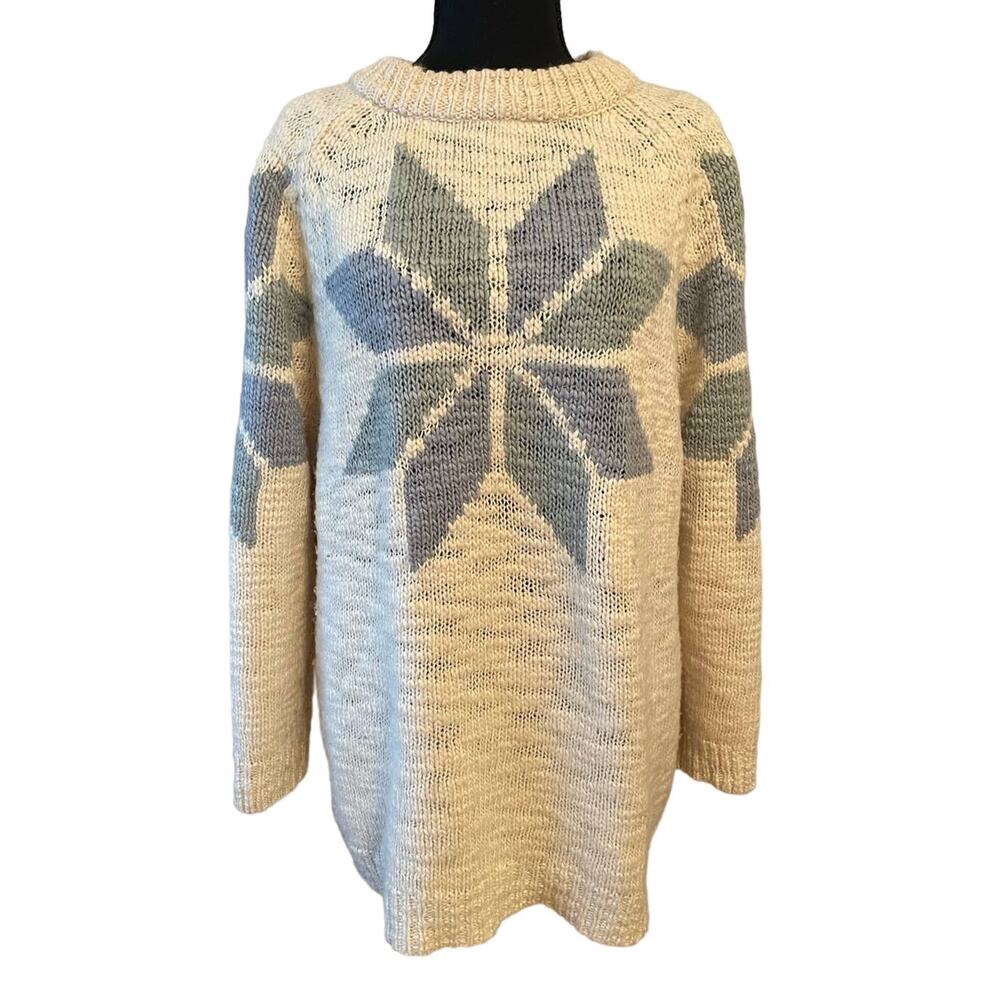 TOPSHOP White Cream Blue Snowflake Sweater Size 10
